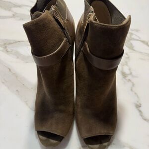 Marc Fisher Brown Suede Open-Toe Ankle Booties